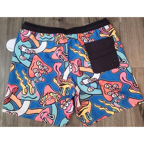 Neff Swim Trunks Shorts Mens Large Psychedelic Mushroom Print Drawstring Pocket - Picture 8 of 13